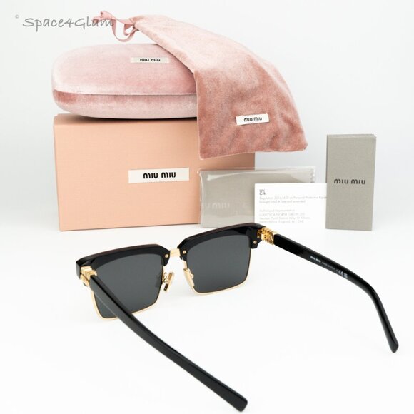 BRAND NEW Miu Miu MU10ZS 1AB5S0 Black Grey Square Unisex Sunglasses 0MU 10ZS main image 4